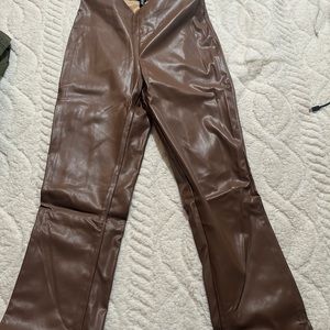 Leather pants V waist elastic band size 2 flare